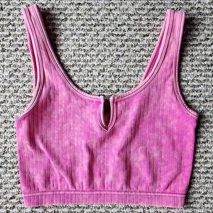 Zenana Notched Front Acid Wash Bralette